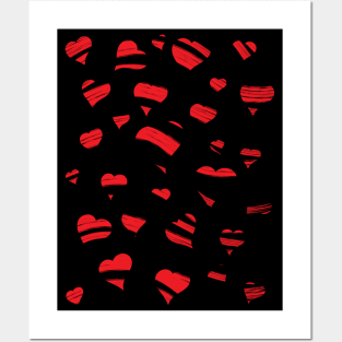 Cute Repeating Red Hearts Pattern Love Posters and Art